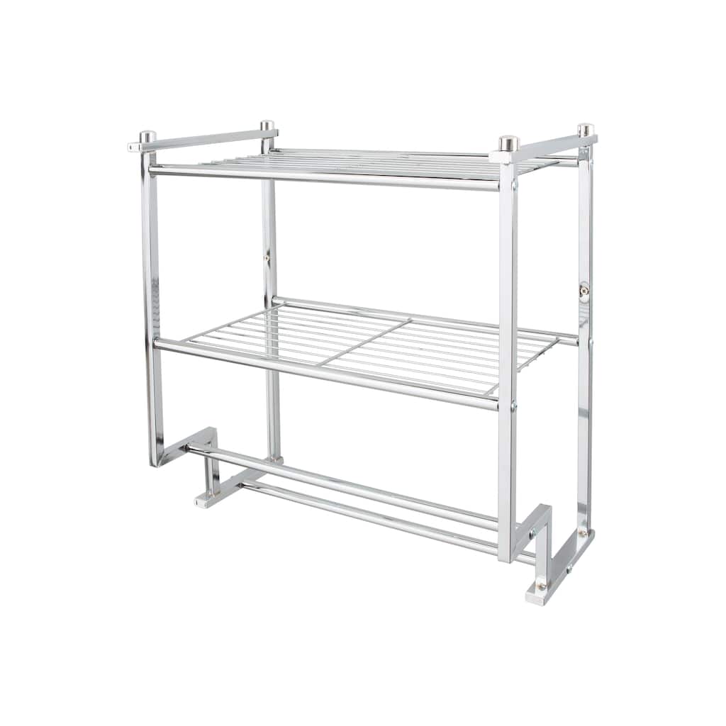 Organize It All 2 Tier Wall Mounted Shelf with Towel Rack - 17.6x9.6x18.2