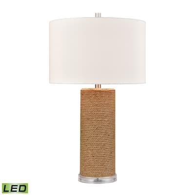 Elk Home Sherman Natural With White Linen Drum Shade Table Lamp