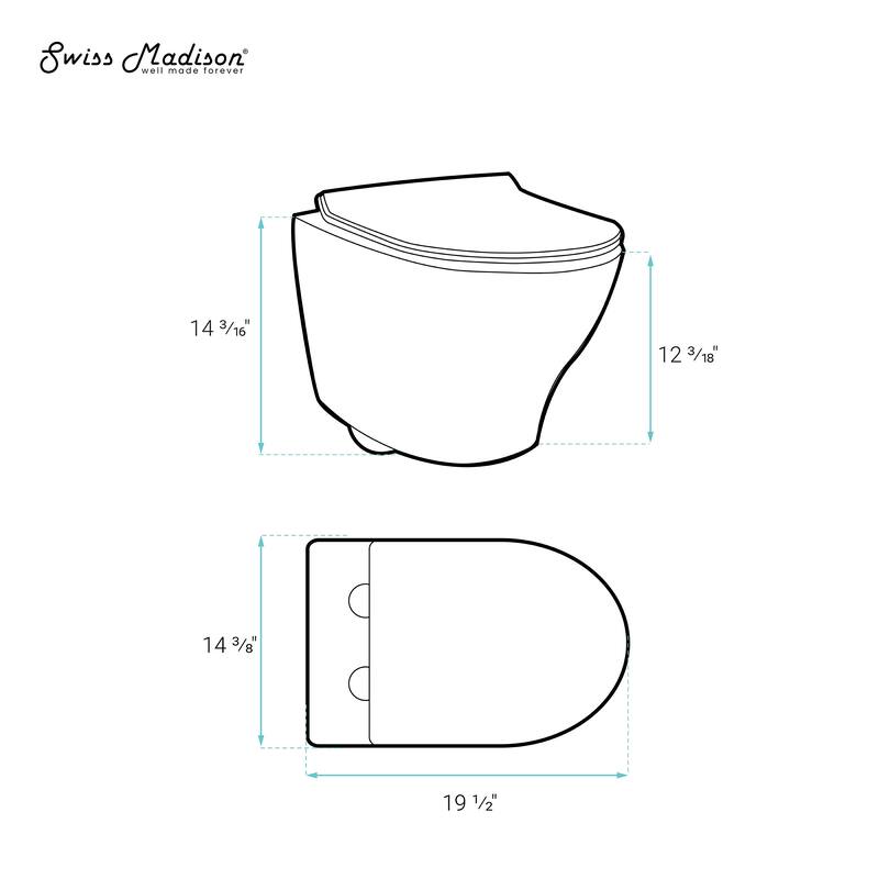 Trocadero Wall-Hung Round Toilet Bowl - 19.5" x 14.35" 14.15"