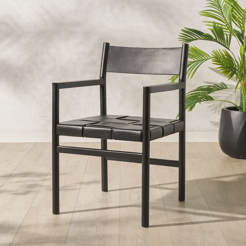 SAFAVIEH Couture Devnie Solid Wood Woven Dining Chair, Fully Assembled - 22"W x 23"D x 34"H