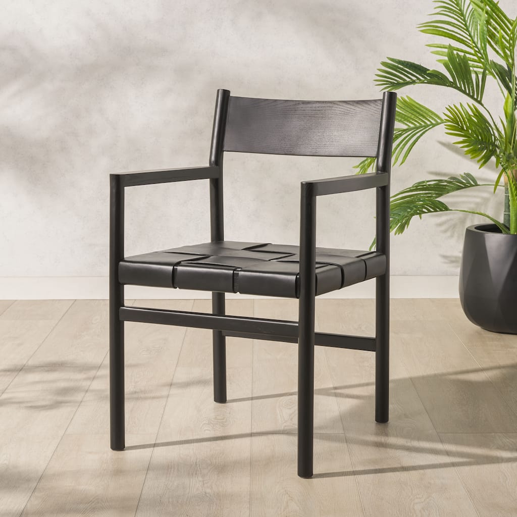 SAFAVIEH Couture Devnie Solid Wood Woven Dining Chair, Fully Assembled - 22"W x 23"D x 34"H