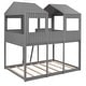preview thumbnail 11 of 37, Full Over Full Bunk Bed with Roof & Windows, Wooden House Bunk Bed Frame with Safety Guardrails & Ladder for Kids, Teens, Adults