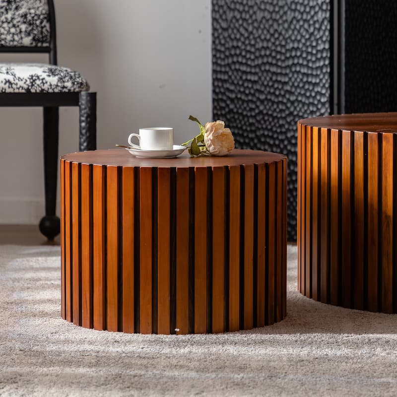 Round Wood Coffee Table - Walnut