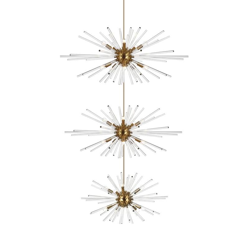 Indigo Home 46 inch three tiers crystal starburst chandelier