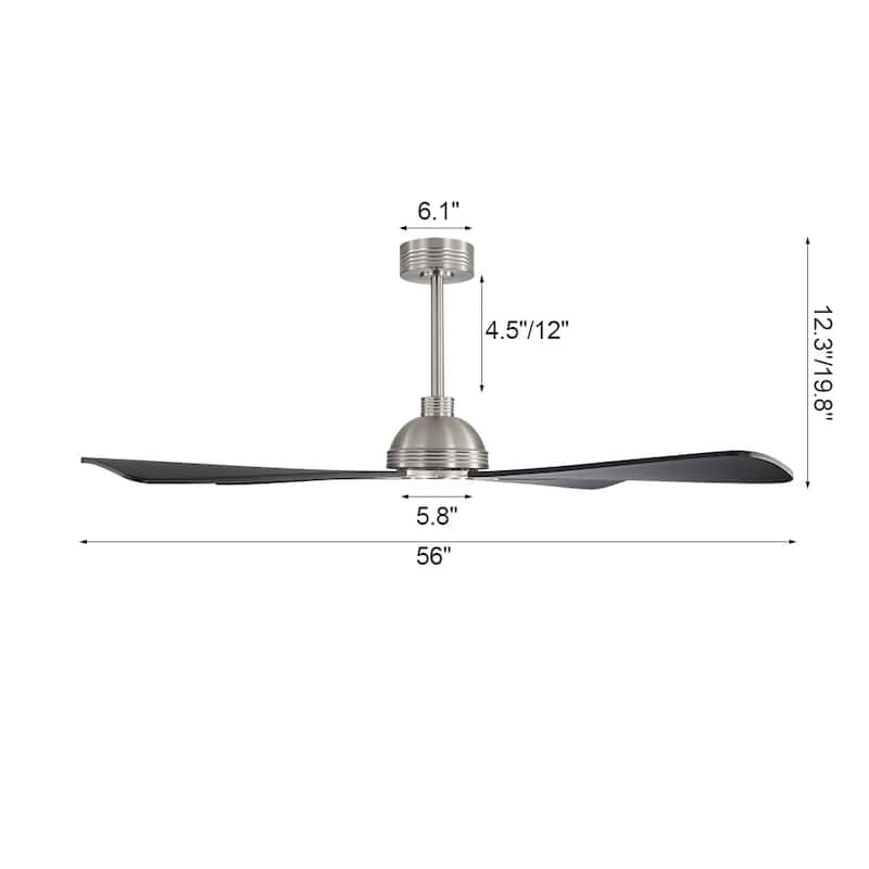 MLiAN 56" 4 Blades Indoor LED Ceiling Fan with Remite Control - 56 inch
