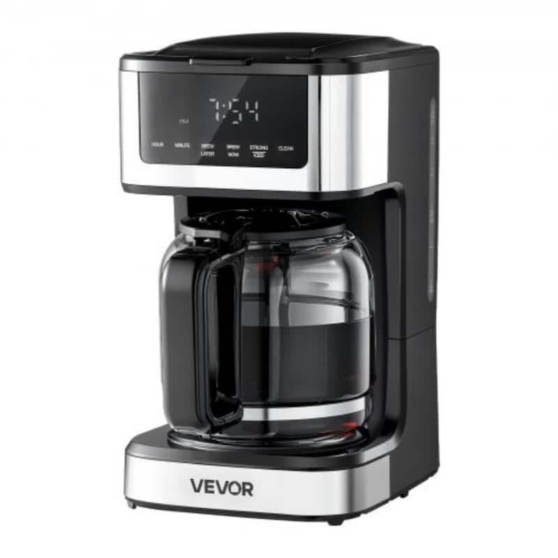 Black Stainless Steel 12-Cup Programmable Coffee Maker with LCD - 6.89 x 10.43 x 12.4 inch
