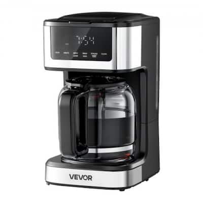 Black Stainless Steel 12-Cup Programmable Coffee Maker with LCD - 6.89 x 10.43 x 12.4 inch