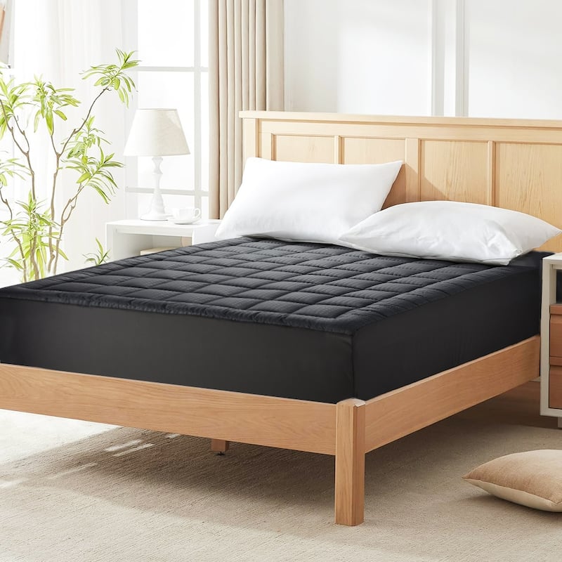Soft Washable Embossed Square Pattern Fitted Mattress With Deep Pocket - King - Gray