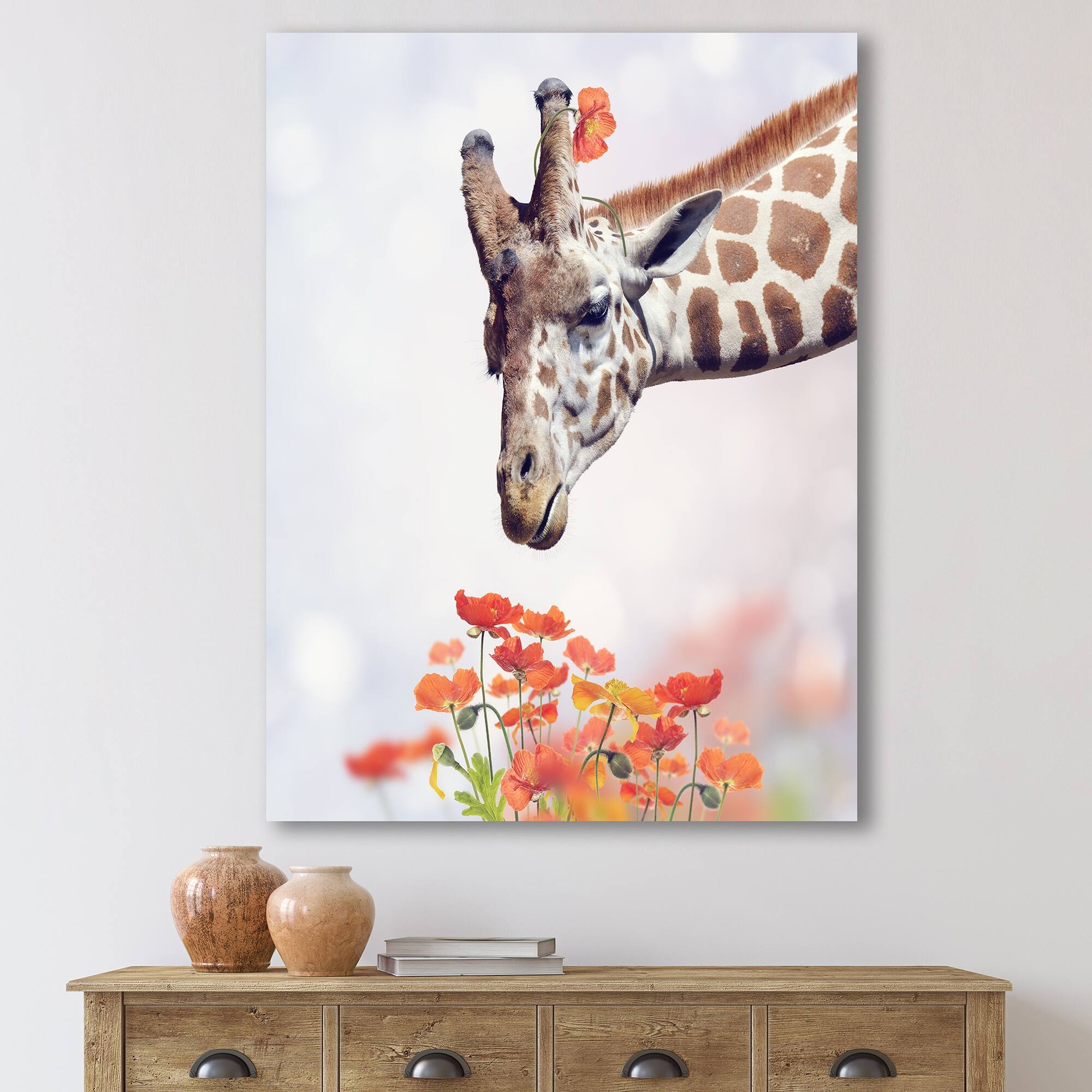 Designart "Portrait of A Giraffe II" Farmhouse Canvas Wall Art Print