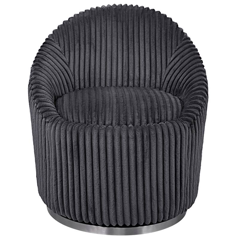 Uttermost 23599 Crue 28" Wide Stainless Steel Framed Chenille Chair - Gunmetal / Nickel