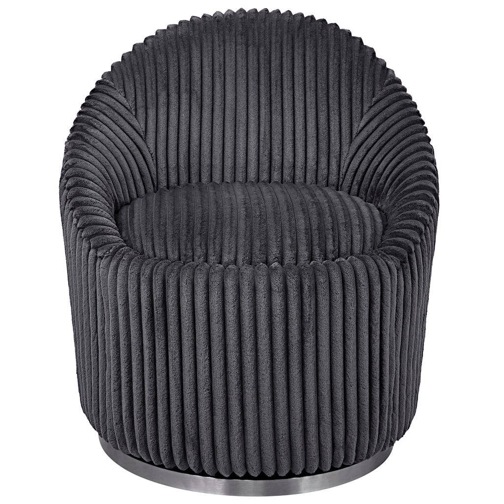 Uttermost 23599 Crue 28" Wide Stainless Steel Framed Chenille Chair