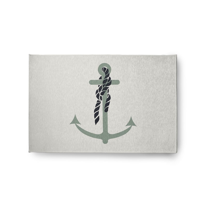Anchor and Rope Nautical Indoor/Outdoor Rug - Sage - 2' x 3'