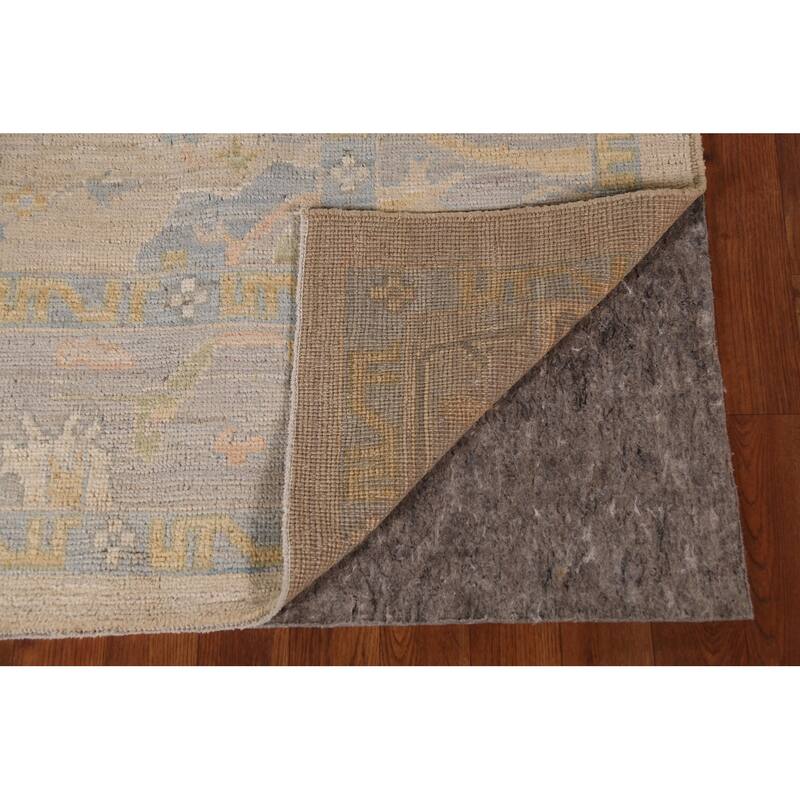 Beige Vegetable Dye Oushak Turkish Area Rug Handmade Wool Carpet - 6'0"x 8'2"