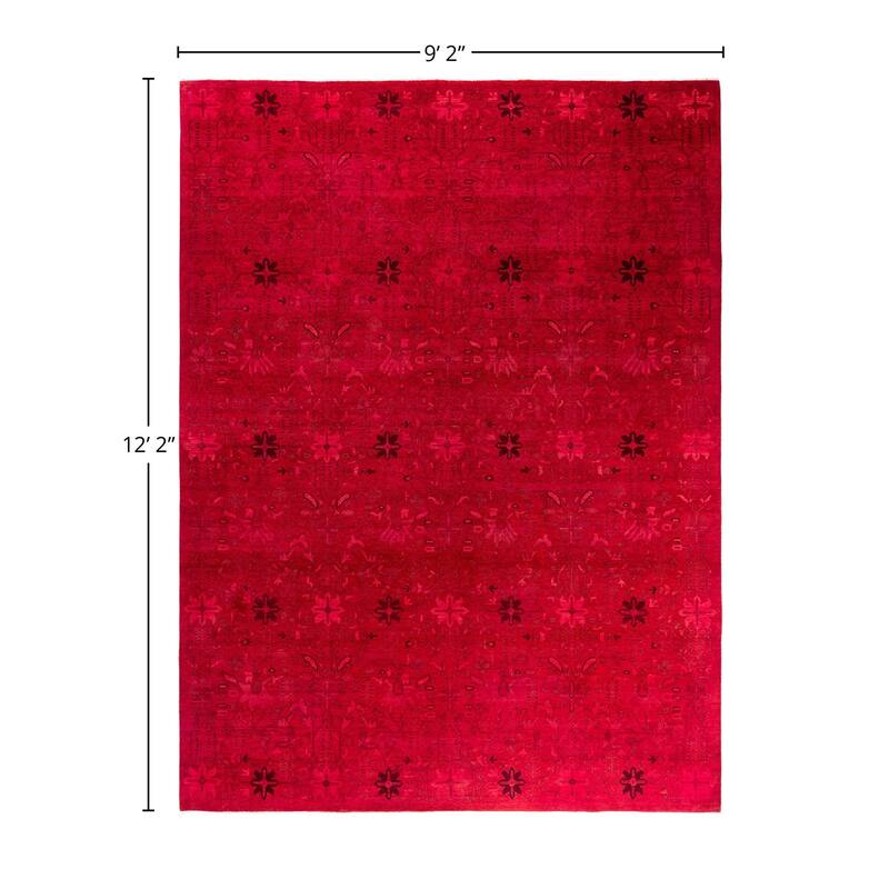 Overdyed, One-of-a-Kind Hand-Knotted Area Rug - Orange - 9' 2" x 12' 2"