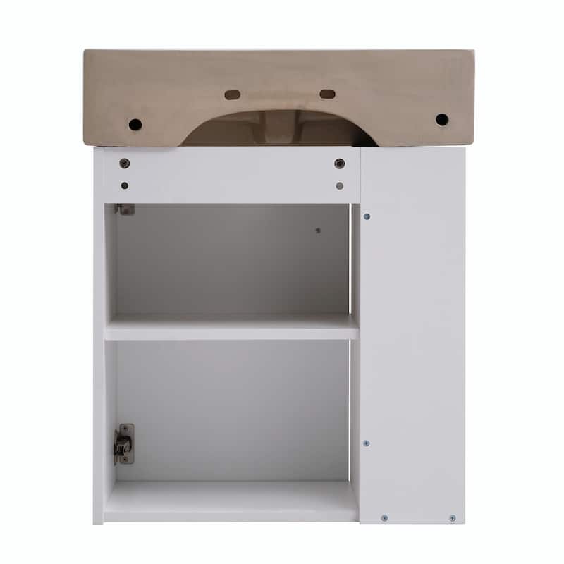 21.6-Inch Modern Floating Bathroom Vanity with Ceramic Basin