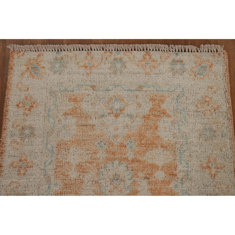 Muted Traditional Oushak Turkish Oriental Rug Hand-knotted Wool Carpet - 2'0" x 3'11"