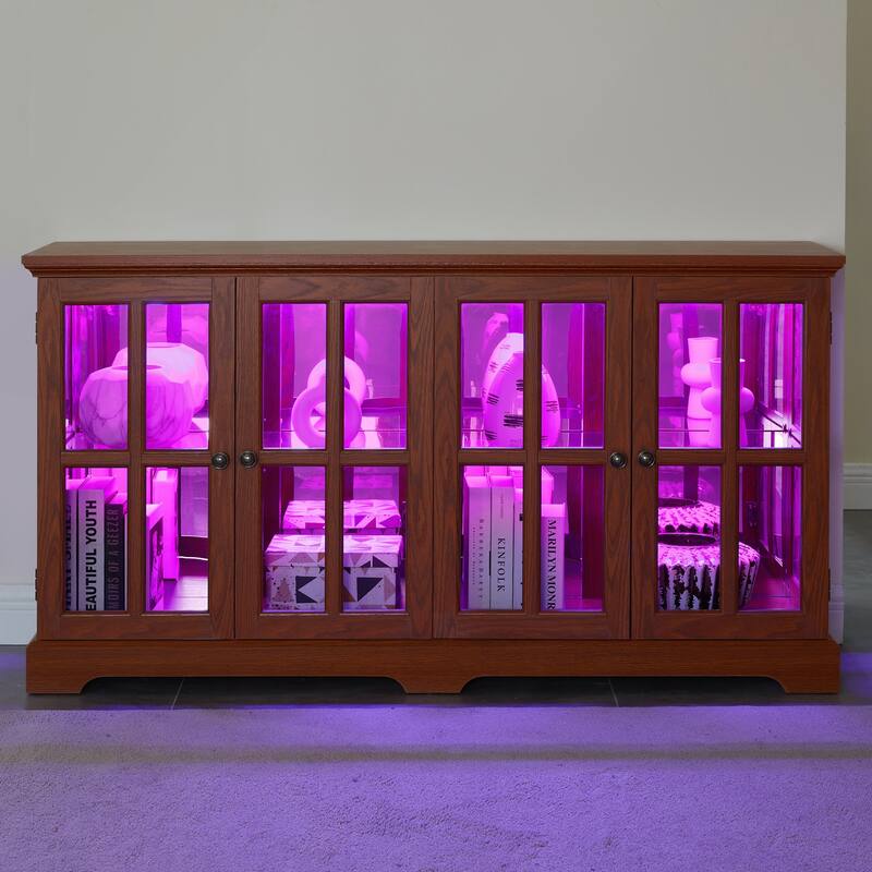 LED Curio Display Cabinet Antique Display Cabinet with Glass Doors