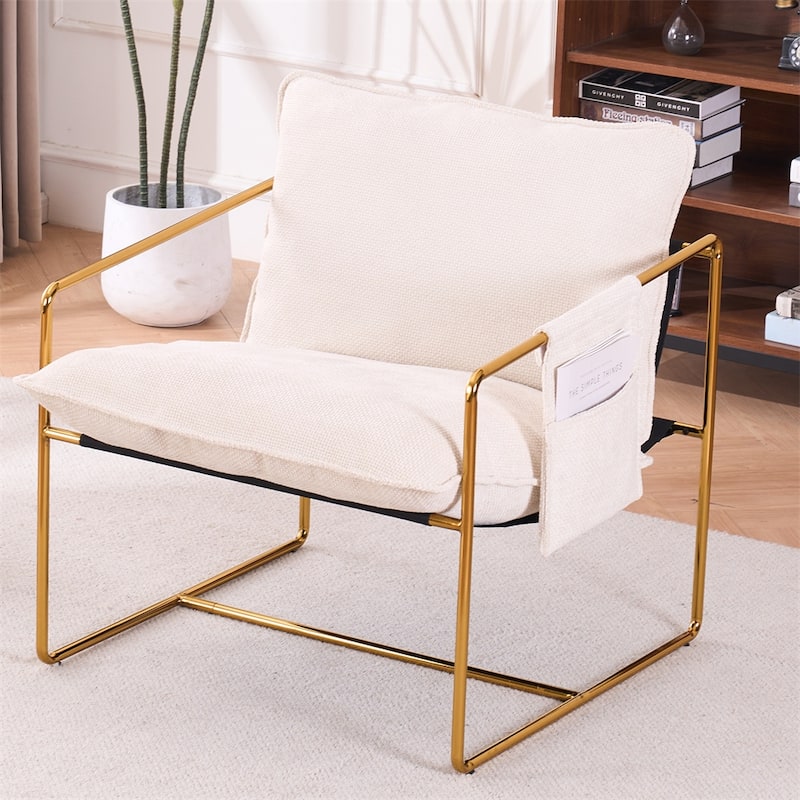 Upholstered Hanging Armchair with Arm PocketsMetal Frame (Set of 2)