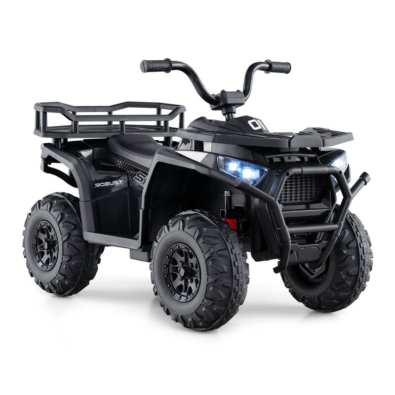 Kids Ride-On ATV with 4-Wheel Shock Absorbers and LED Lights Music Player USB Charging Port - 35" × 19" × 24" (L x W x H) - Black