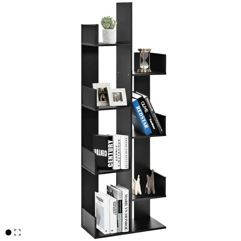 Gymax 8-Tier Bookshelf Bookcase w/8 Open Compartments Space-Saving - 57'' X 20'' X 10''