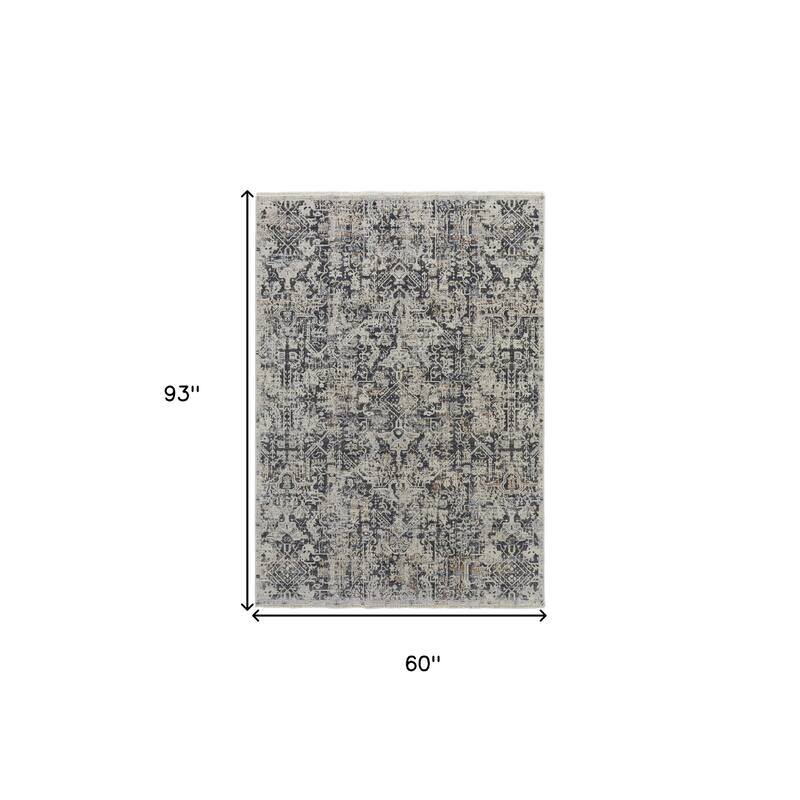 Xeros Power Loomed Distressed Abstract Modern Non Skid with Fringe Area Rug By HomeRoots