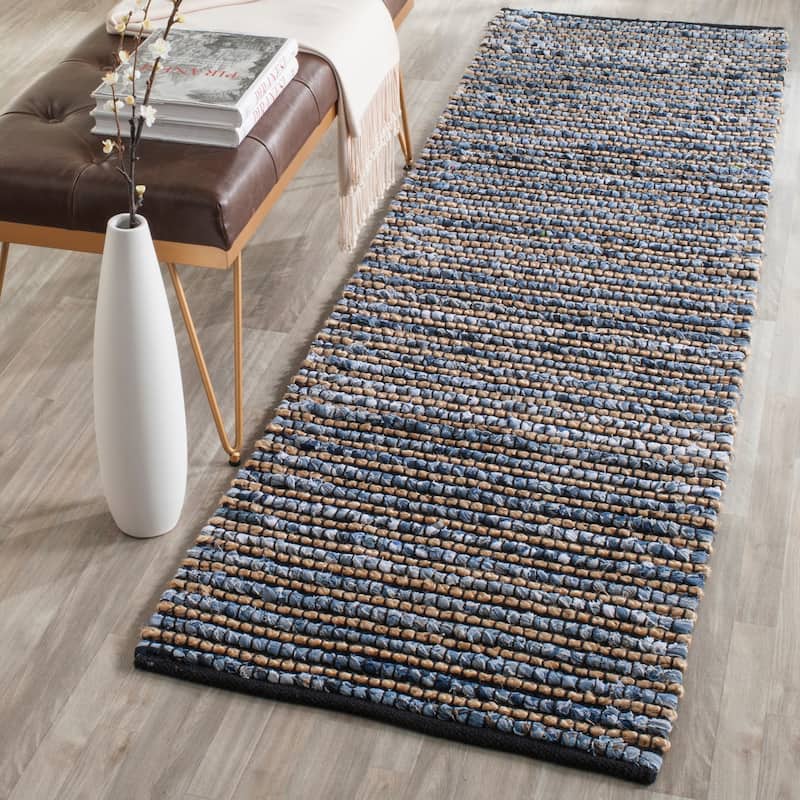 SAFAVIEH Handmade Cape Cod Efrat Bohemian Jute Rug - 2'3" x 18' Runner - Blue