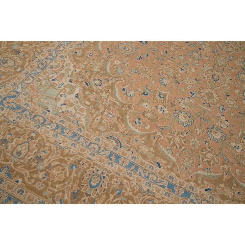 Hand Knotted Oriental 100% Wool Carpet Traditional Floral Oranges & Rust Kashan Area Rug - 13' 10'' X 9' 9''