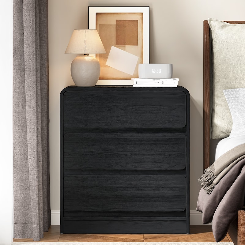 Modern Storage 3-Drawer Nightstand for Bedroom, Nursery, Living Room