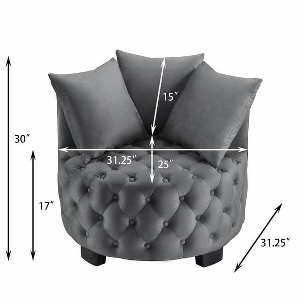 dimension image slide 1 of 5, Contemporary Upholstered Tufted Leisure Accent Chair