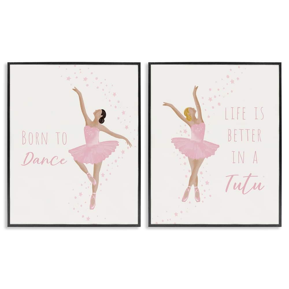 Stupell Inspiring Ballerina Sentiments Framed Giclee Art Design By Chen Alyesh (Set of 2)