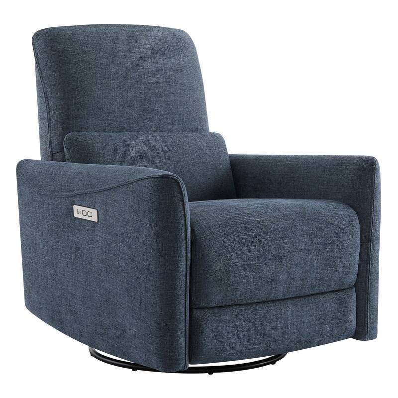 Spruce & Spring Asher Power Swivel Glider Recliner - Blue-Fabric-Single