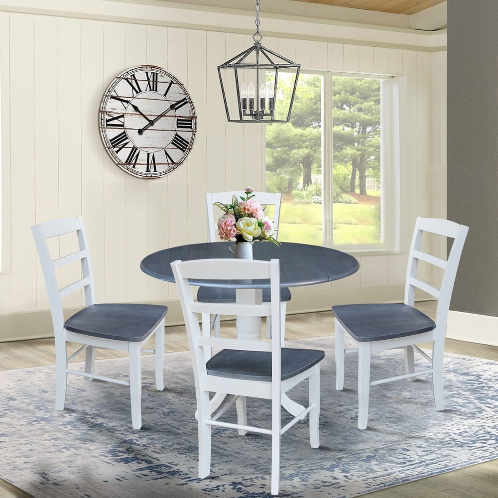 42" Drop Leaf Dining Table with 4 Ladderback Chairs - 5 Piece Set
