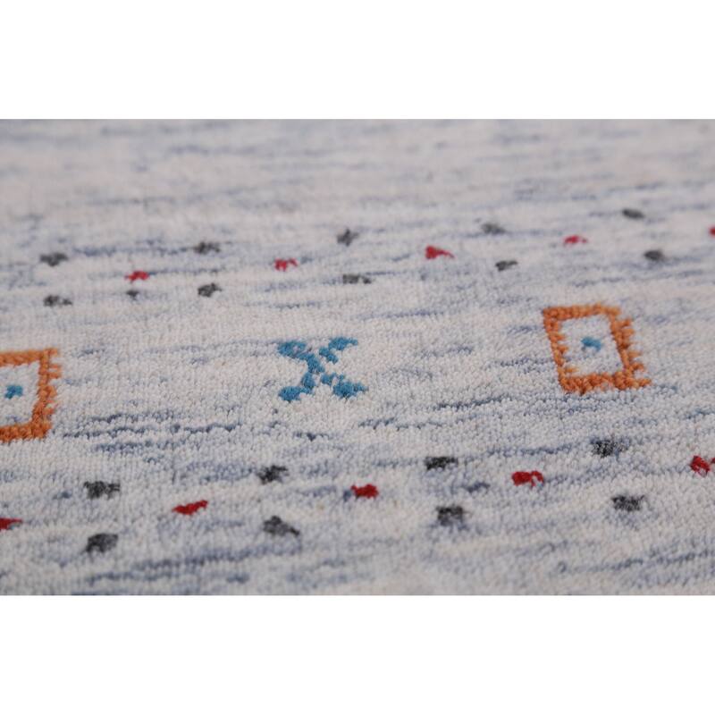 Tribal Gabbeh Runner Rug Handmade Beige Wool Carpet - 2'8" x 9'10"