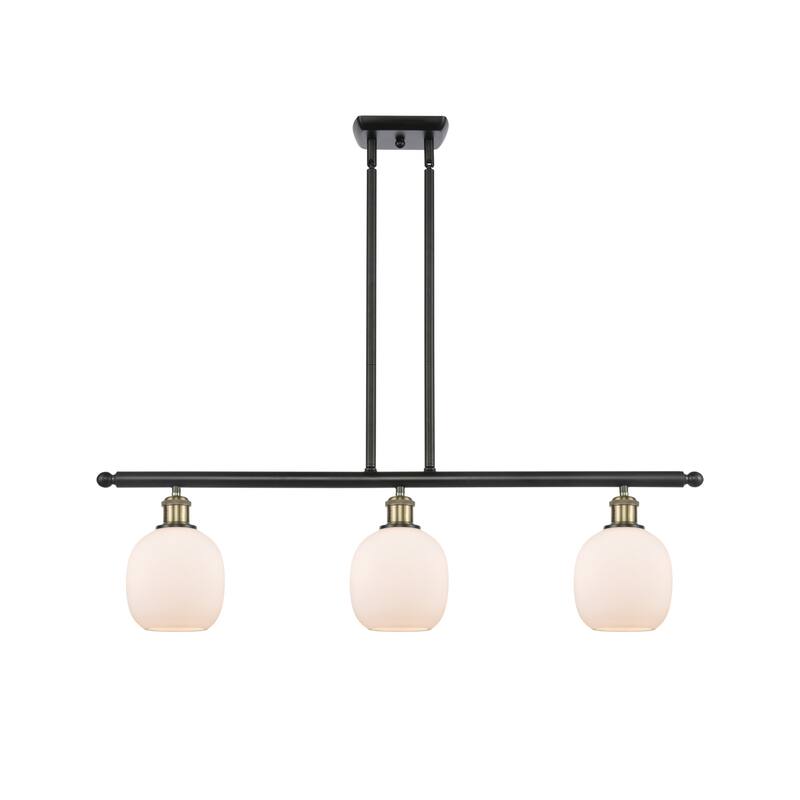 Innovations Lighting Belfast 3 Light 36" Wide Linear Chandelier - Black Antique Brass / Matte White