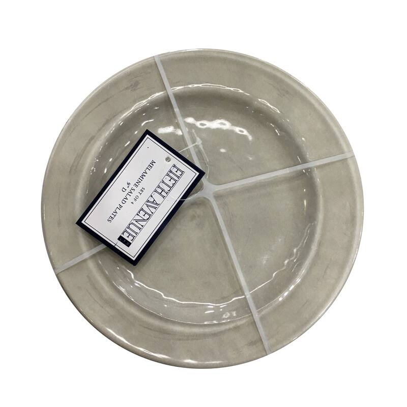Fifth Avenue Melamine Salad Plates, Lightweight Plates, Set of 4 - 11 Inch