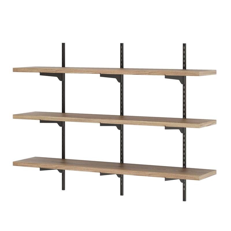Wallniture Turin 48" Adjustable Shelf, 10" Deep Wood Floating Bookshelf, Wall Shelf Unit for Living Room, Boho, Tier Options
