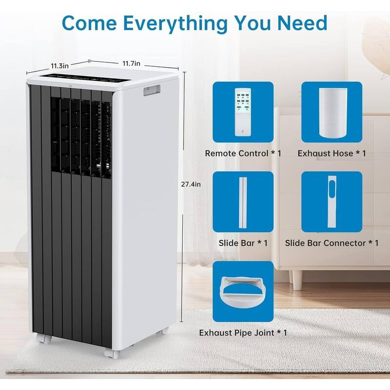 8000 BTU Portable Air Conditioner Cools Up to 350 Sq.Ft, 3-in-1