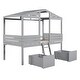 preview thumbnail 4 of 16, Twin Size Low Loft Wood House Bed with Two Drawers Grey