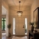 preview thumbnail 4 of 13, LNC Tifany Modern 4-Light Drum Colored Glass Chandelier for Dining Room Foyer - D 18" x H 15"