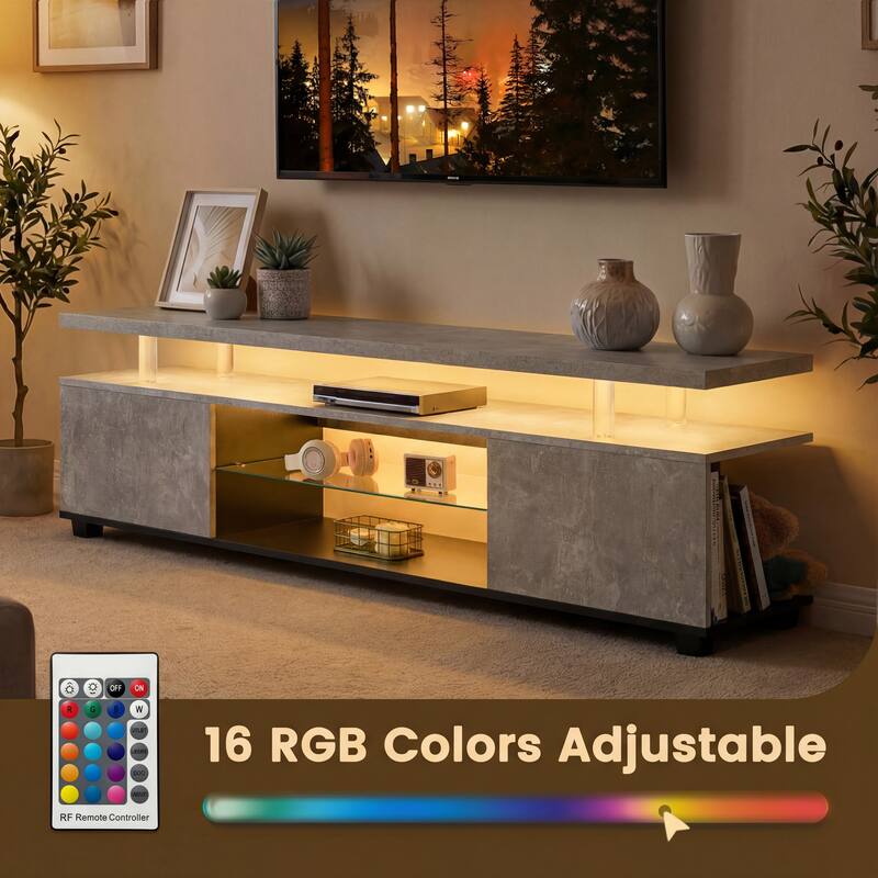 TV Stand for 55 Inch TV - Gaming Entertainment Media Console with Large Side Cabinet, Storage Center for Living Room