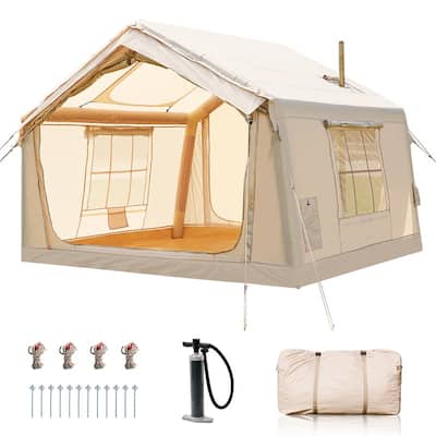 Inflatable Tents with Pump and Stove Jack, for Adult 4-6 Person