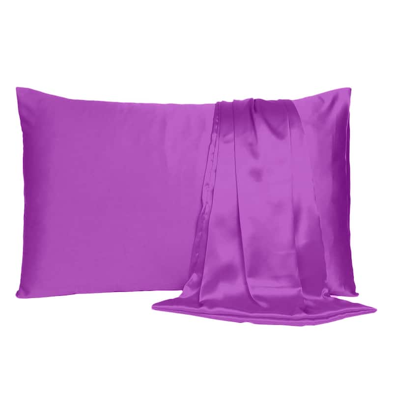 HomeRoots Purple Merlot Dreamy Set Of 2 Silky Satin Standard Pillowcases - Purple - 20' X '26' X '1