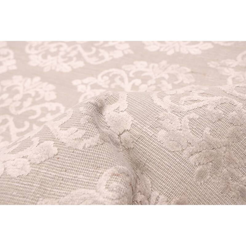 ECARPETGALLERY Hand Loomed Elysian Light Grey Viscose, Wool Rug - 8'1 x 11'7