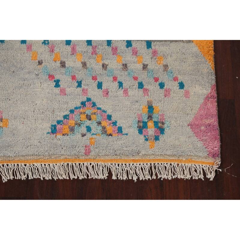 Tribal Moroccan Oriental Area Rug Wool Hand-knotted Living Room Carpet - 6'11" x 10'5"