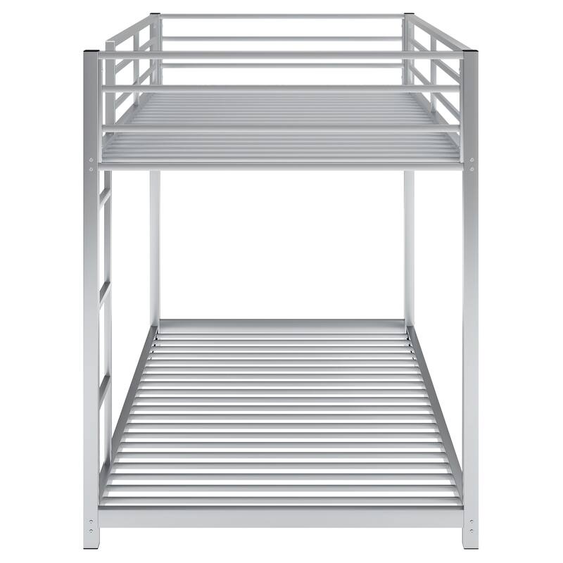 Metal Low Bunk Bed with Ladder and Fence for Kids' Bedroom
