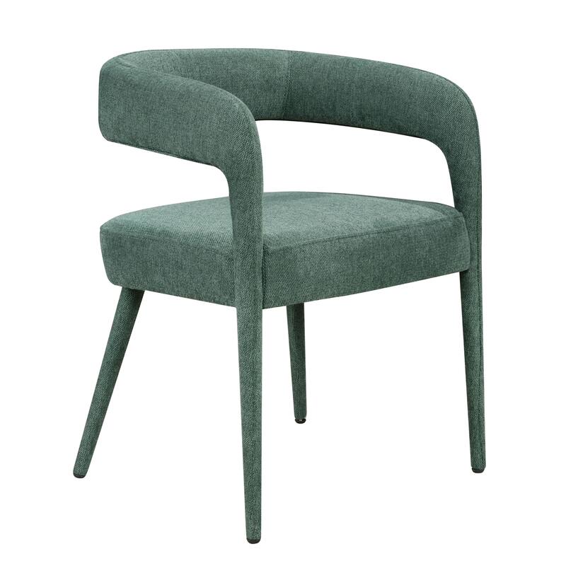 HomeRoots Set of Two Green Upholstered Linen Open Back Dining Side Chairs - 21 in. x 28 in. x 22 in.