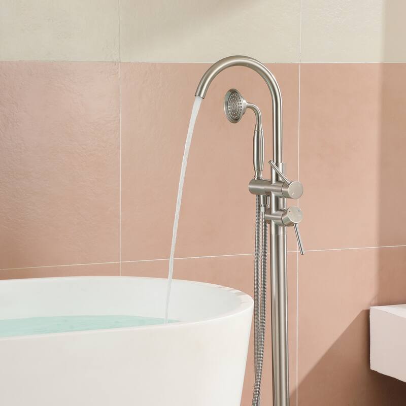2-handle Freestanding Bathtub Faucet with Hand Held Shower