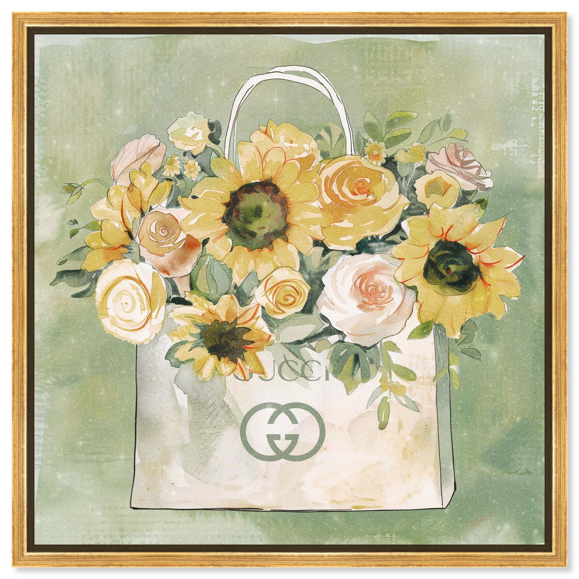 Spring Sunflower Shopping Bag Canvas Fashion Art Prints by Art Remedy