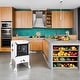 preview thumbnail 56 of 61, Kids Wooden Kitchen Step Stool with Safety Rails and Anti-Slip Mat, Kids Countertop Step Stools for Kids