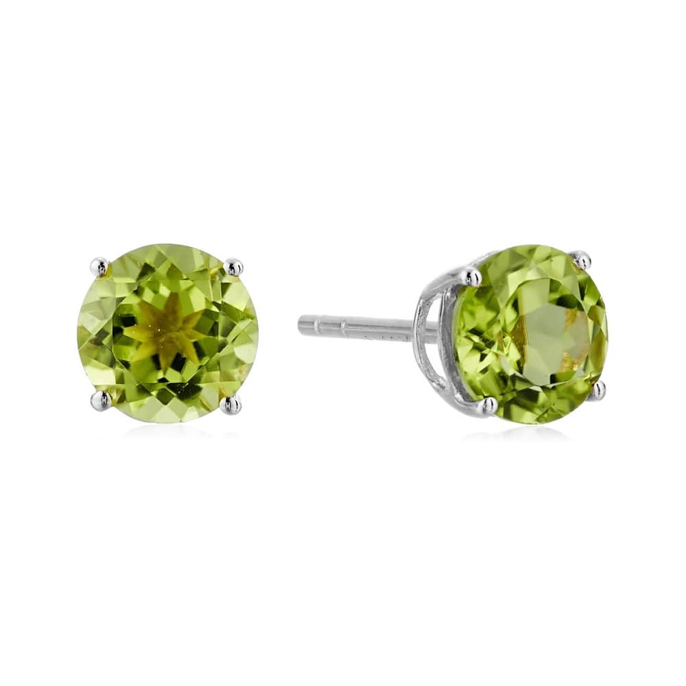Sterling Silver Round 6mm Gemstone Birthstone Stud Earrings
